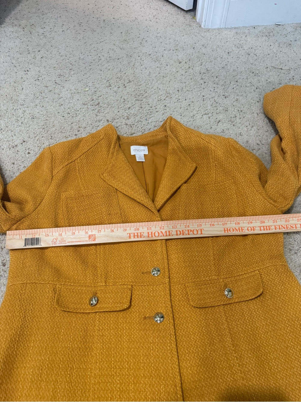 Chico’s Mustard Yellow Tailored Button Front Coat - Picture 13 of 16